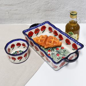 파뷔에 폴디너 폴란드풍 도자기 레드파피 램킨볼 세트 총 2P (그라탕기+램킨볼)