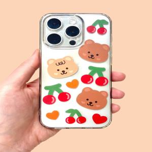 곰돌이 체리 인테리어 핸드폰 창문 유리 거울 매장 아이방 꾸미기 포인트 스티커(소/중/대)