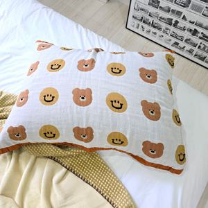 깊은잠 스마일 베어 거즈 베개수건 베개덮개