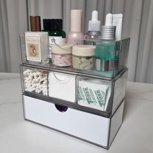 3단세트 욕실수납장 칸막이 욕실 정리함 서랍형 데스크 화장품 정리대 아크릴 수납함