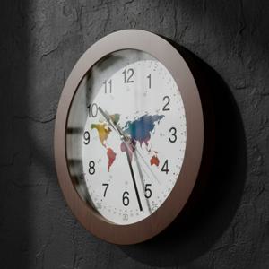 모던한 우드프레임 세계지도 무소음 교육용 인테리어 벽시계