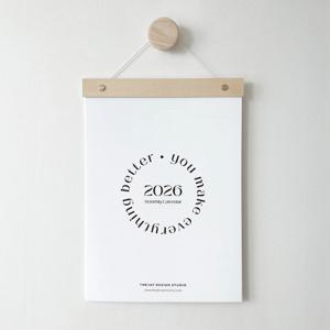 2026 우드 벽걸이 달력 캘린더 플래너 음력달력 블랙감성 스케줄러