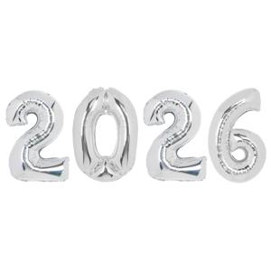 숫자 은박 풍선 중형 2026 패키지 실버 신년 연말 새해 파티 풍선