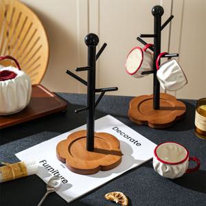 [해외] 빈티지 앤틱 우드 플라워 컵걸이 머그잔 컵 걸이 건조대 인테리어 소품