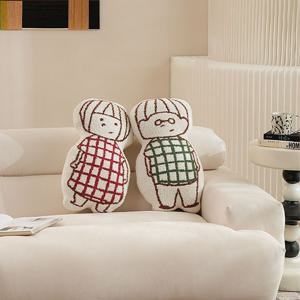 [해외] 북유럽 모던 커플 소파 쿠션 거실 카페 소파 쿠션 등받이 인형 2종