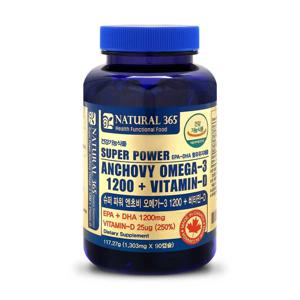캐나다 슈퍼파워 엔초비 오메가-3 1200+비타민-D-3개월분-1병
