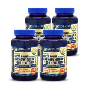 캐나다 슈퍼파워 엔초비 오메가-3 1200+비타민-D-3개월분-4병