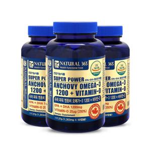 캐나다 슈퍼파워 엔초비 오메가-3 1200+비타민-D-3개월분-3병