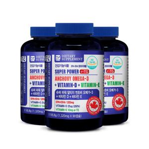 캐나다 슈퍼파워 알티지 엔초비 오메가-3 + 비타민-D + 비타민-E-3개월분-3병