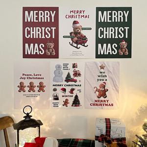 크리스마스 A4 포스터 6개입 세트 홈 파티 소품 데코 용품 벽 장식