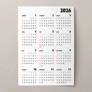 2026 포스터 한장 달력 연력 스케줄러 블랙 심플 캘린더