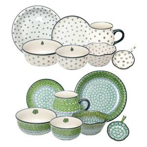 파뷔에 폴 도자기 그린+화이트 2인 식기 홈세트 총 14P