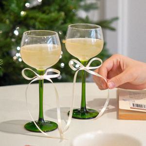 1+1 그리너리 와인잔 크리스마스 샴페인 글라스 소품 유리잔