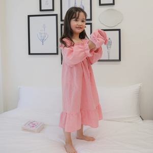 SLD5001 여아 한국산 곰돌이 원피스 파자마 잠옷