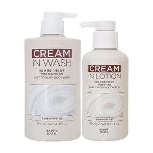 해피바스 크림인 로션 베이비파우더 바디워시 900g + 바디로션 400g
