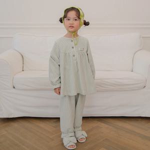 SLS5910 여아 한국산 양모 그린 잠옷 파자마 세트