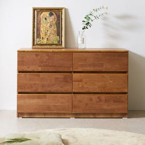 미르 고무나무원목 광폭 1200 3단 와이드서랍장 BGD-531(월넛)