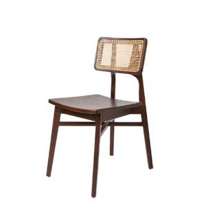 엔틱감성 스퀘어라인 등받이 라탄 원목의자(440 월넛)