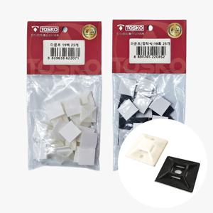 마운트 부착식(소) 타이마운트 마운트베이스 케이블고정 흑색,백색 19mm(25개입)