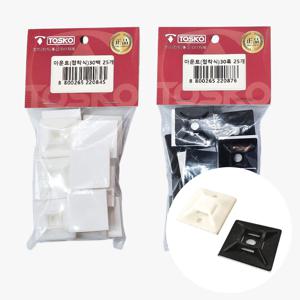 마운트 부착식(대) 타이마운트 마운트베이스 케이블고정 흑색,백색 30mm(25개입)