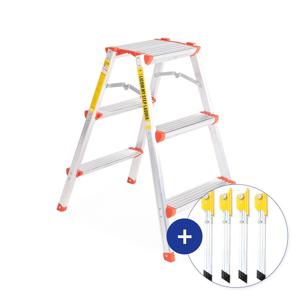 국산 광폭 특광폭 사다리 3단+안전지지대 세트 접이식사다리 알루미늄사다리