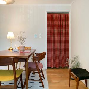 롤링레드체크 기모 가리개커튼 현관커튼 2size