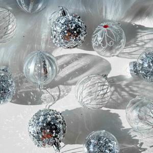 크리스마스 글리터 실버 오너먼트 세트 25p 트리 볼 장식 소품