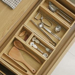 우드 정리 박스 주방 수저 수납함 다용도 팬트리 보관함 칸막이 트레이 4size