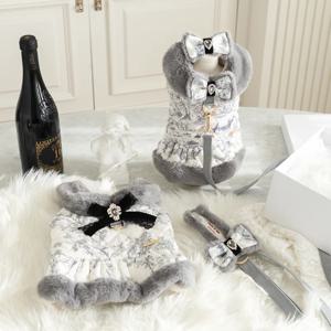 강아지패딩 겨울 하네스옷 퍼 프랑스 뜨왈