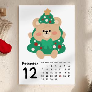 A3 트리곰 크리스마스 달력 포스터 빈티지 감성 인테리어 카드 엽서
