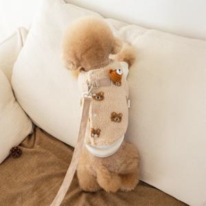 곰돌 베이지 겨울 양면 조끼 강아지패딩