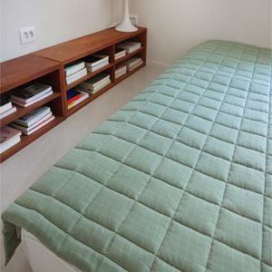 고정밴드 누빔패드 선염지 워싱면100% 사계절용 워싱면100 체크패드 3color