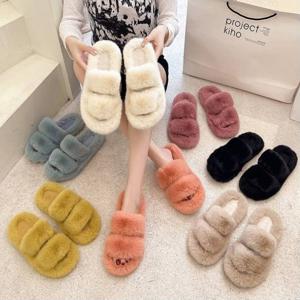 폭신한 겨울 퍼 슬리퍼 따듯한 털실내화 거실 실내 방한 룸슈즈 거실화 사무실 털슬리퍼