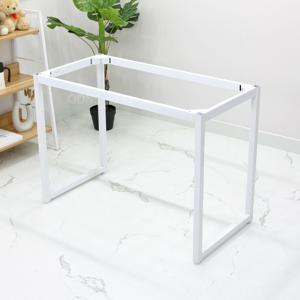 슬림 책상 리폼 간편 조립식 화이트 네모 디자인 철제 다리 1000 x 500 조절발