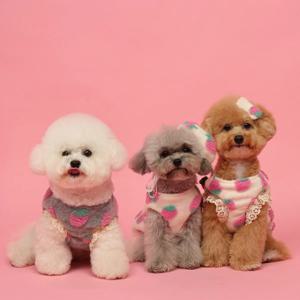 스트로베리 겨울옷 양면 양털 조끼 강아지패딩