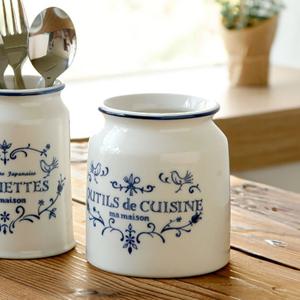 마메종 블루로즈 도자기 수저통 M