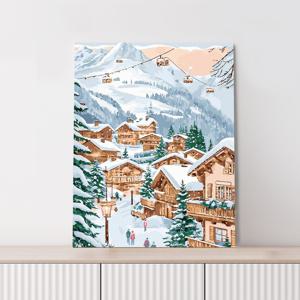 [미니전구 증정] DIY 명화그리기 하얀 눈의 마을 40x50cm