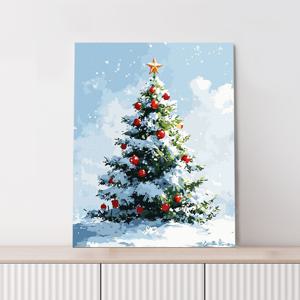 [미니전구 증정] DIY 명화그리기 화이트 크리스마스 트리 40x50cm