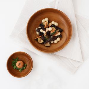 티크 우드 원목 식기 접시 볼 그릇 수저 세트