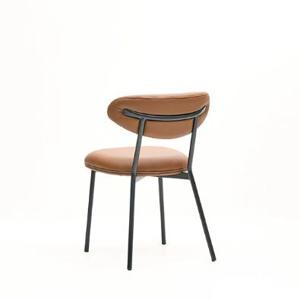 푹신한 인조가죽 등받이 시트 철재프레임 브라운체어460