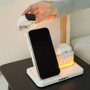 5in1 고속 무선충전기 시계 애플 워치 에어팟 호환 무드등 시계 3in1