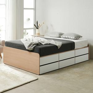 하모니 수납 침대 2단 무헤드 높은 침대 서랍형 베드 받침 Q(퀸)