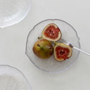 빈티지 루미낙 리프 원형접시 14.7cm 내열유리 프랑스 글라스 디저트접시 유리 플레이트