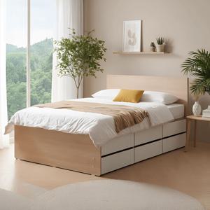 하모니 서랍 침대 2단 헤드 서랍형 침대프레임 높은 수납 베드 Q(퀸)