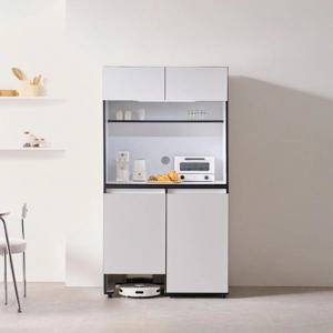 로봇청소기 수납 겸 미니 키친 인테리어 LED 홈카페 멀티 주방 수납장