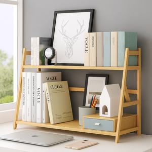 2단 원목 탁상용 책꽂이 데스크 선반 수납 정리대 미니책장 다용도 북쉘프 데스크오거나이저