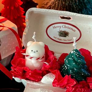 크리스마스 미니 목도리눈사람 크림트리 캔들 세트 크리스마스캔들 트리 연말선물 답례품