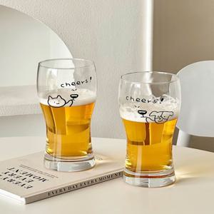 [해외] 대용량 생맥주 유리컵 캐릭터 맥주잔 460ml