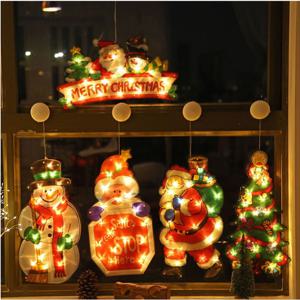 감성 크리스마스 붙이는 조명 창문 벽 현관 부착 LED 트리 산타 눈사람 장식 소품 무드등