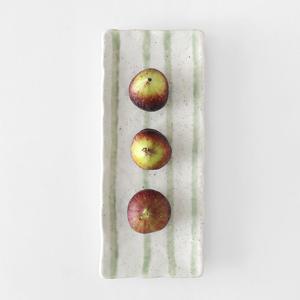 연두줄무늬 긴사각 접시 생선구이접시